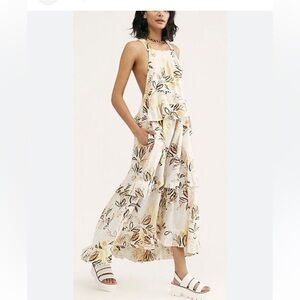 FREE PEOPLE Anita Maxi Dress Endless Summer Tiered Ruffle Watercolor Floral XS